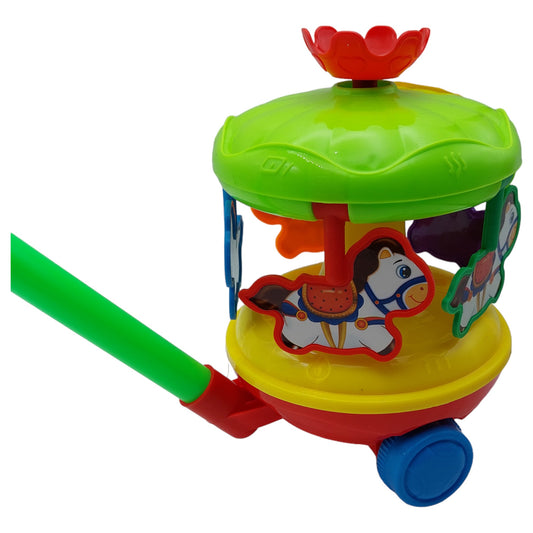 Детска играчка за бутане – въртележка с кончета