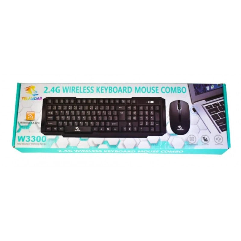 Безжичен комплект клавиатура и мишка W3300 – 2.4GHz, USB