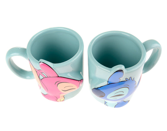 Комплект 3D керамични чаши Stitch стил – 2 броя, 200 мл