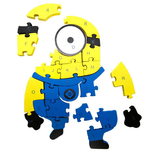 Дървен пъзел Миньон с букви и цифри