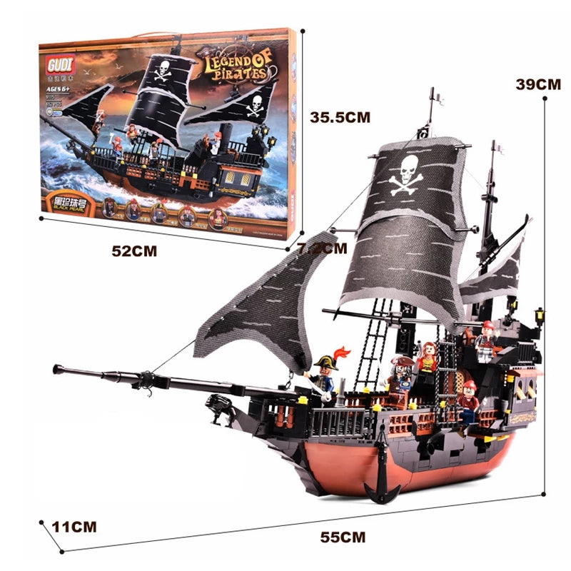 Конструктор Pirate Ship Legend – пиратски кораб с платна и фигурки (652 части)