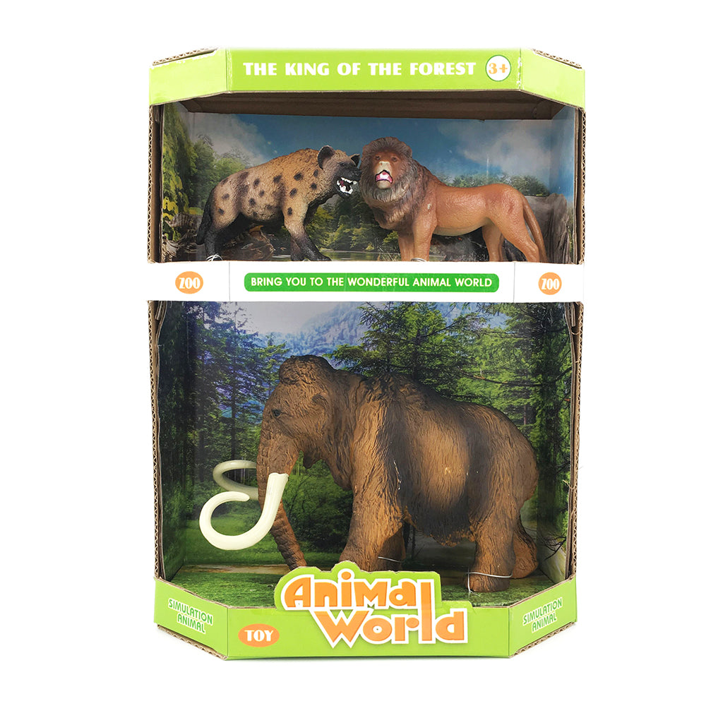 Animal World – Комплект с фигури на мамут, лъв и хиена