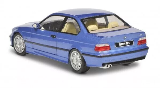 Син BMW M3 Coupé (E36) Solido 1:18 – заден страничен изглед