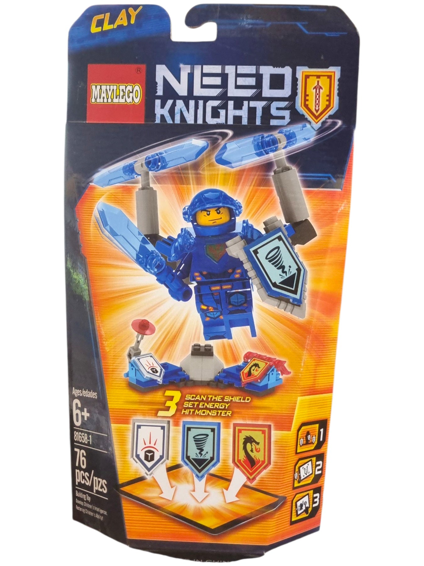 Nexo Knights Clay – Сглобяема фигура с оръжия и щитове (76 части)