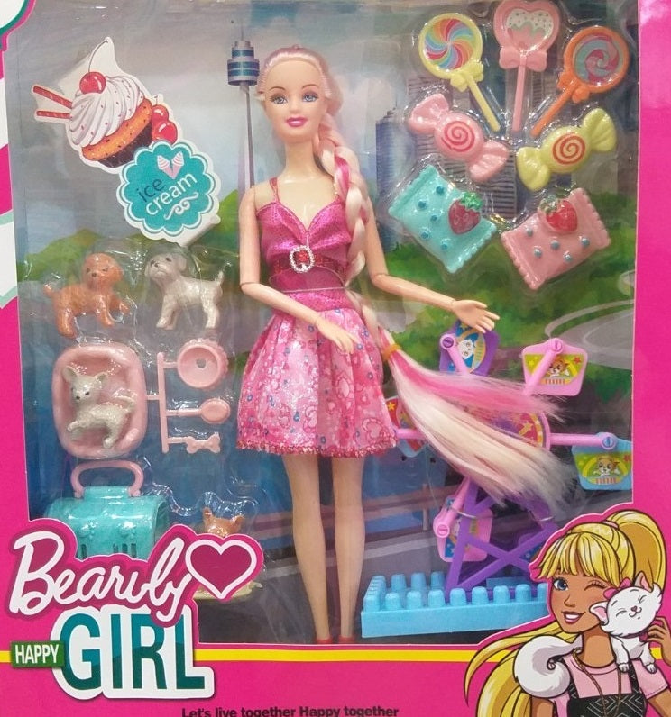 Кукла тип Barbie с животни и сладки аксесоари – Bearly Happy Girl