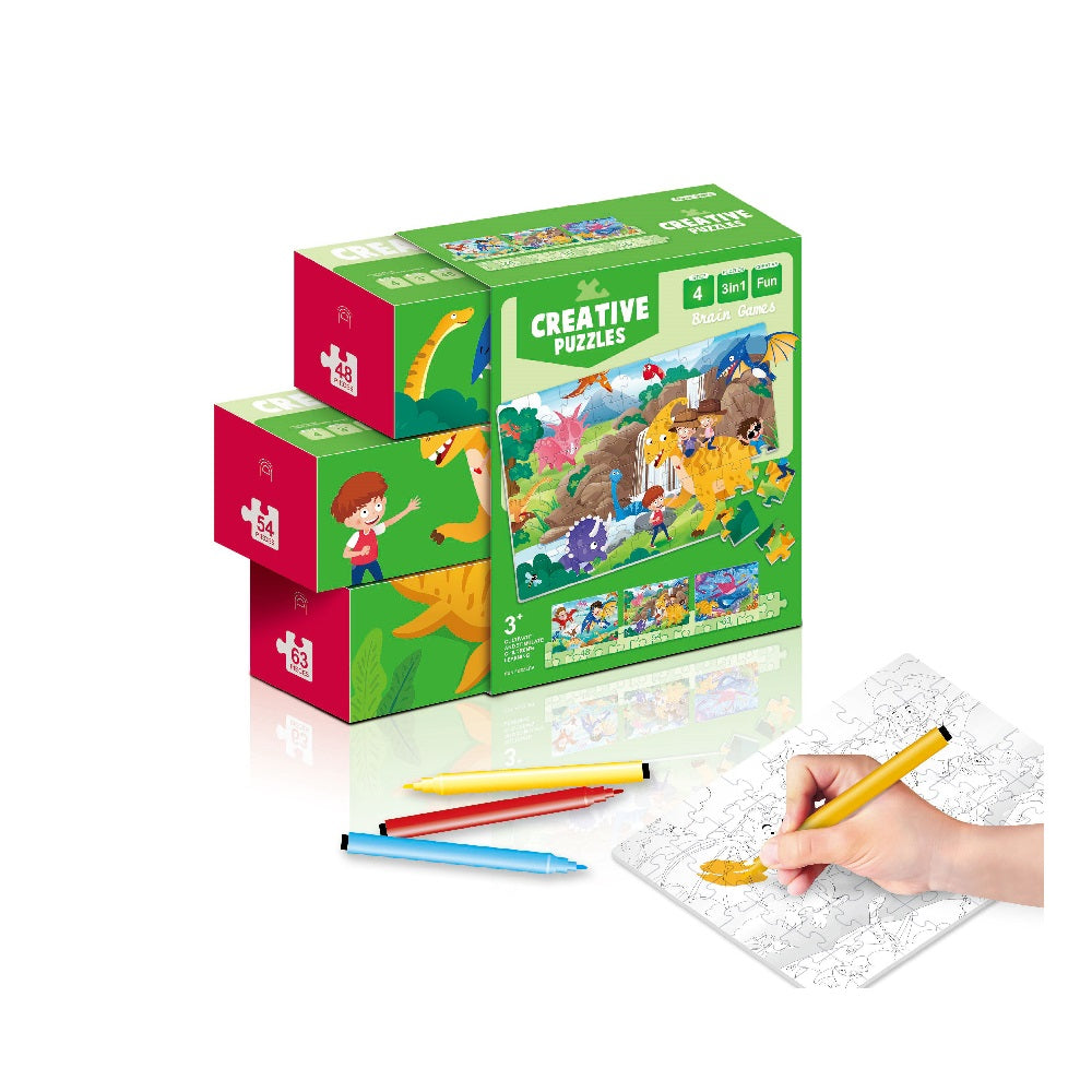 Комплект 3 в 1 пъзели за оцветяване – 48/54/63 части