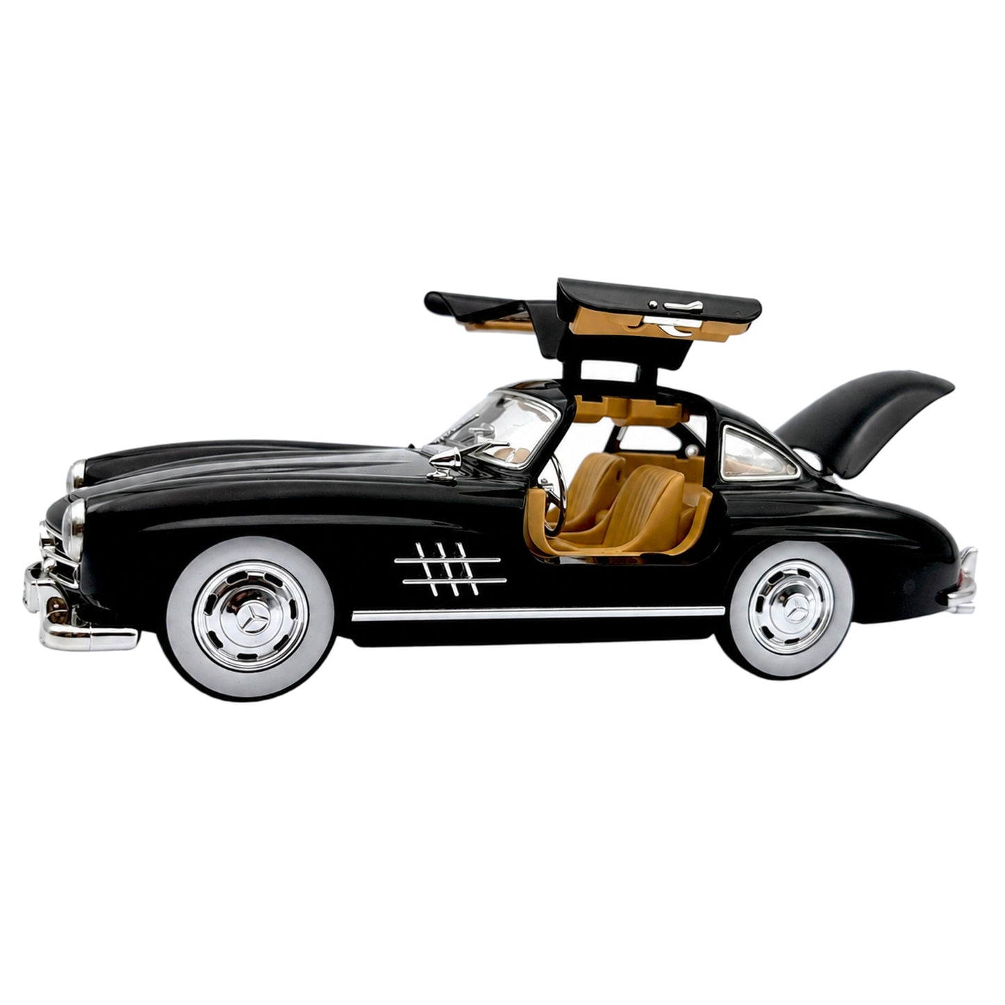 Метален модел Mercedes-Benz 300 SL Gullwing в черно с отворени врати тип Gullwing