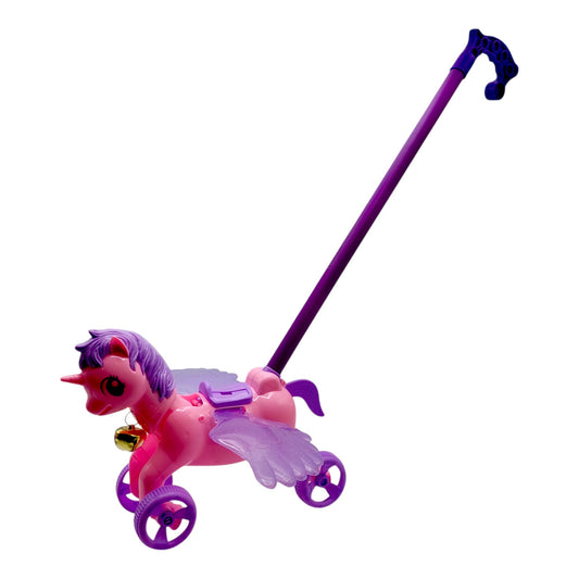 Играчка за бутане – розов еднорог с криле