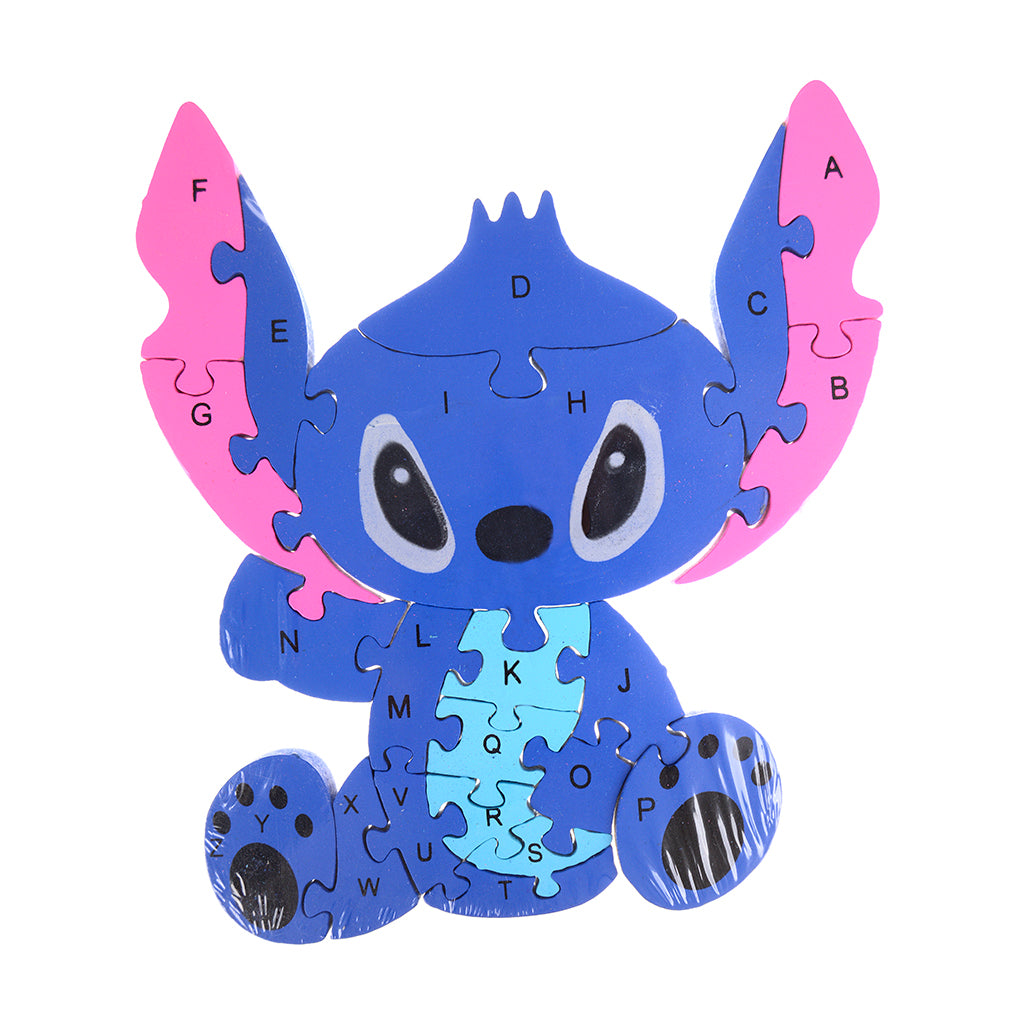 Дървен пъзел Stitch с букви и цифри