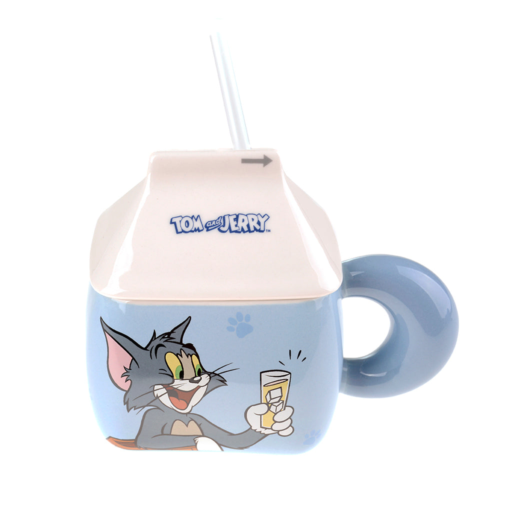 Керамична чаша Tom & Jerry с капак и сламка – 200 мл