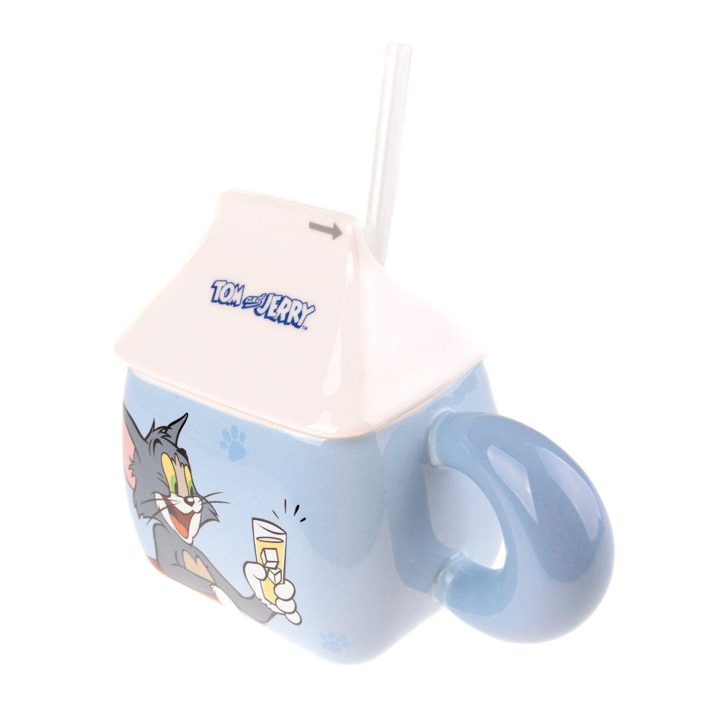 Керамична чаша Tom & Jerry с капак и сламка – 200 мл