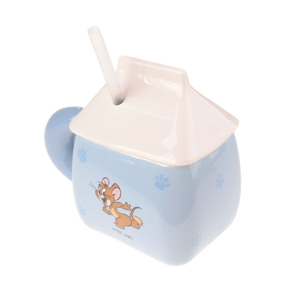 Керамична чаша Tom & Jerry с капак и сламка – 200 мл