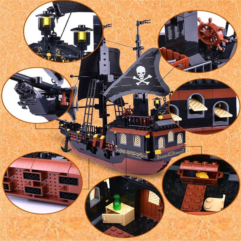 Конструктор Pirate Ship Legend – пиратски кораб с платна и фигурки (652 части)