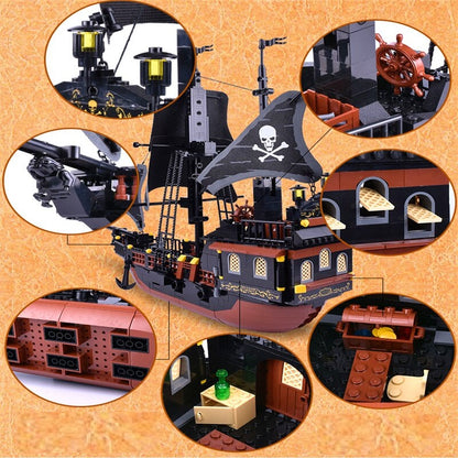 Конструктор Pirate Ship Legend – пиратски кораб с платна и фигурки (652 части)