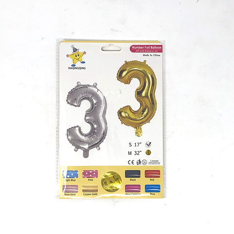 Фолиев балон – Цифра 3 (17"/32")