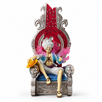 Аниме фигура Luffy Gear 5 на трон от One Piece – преден изглед