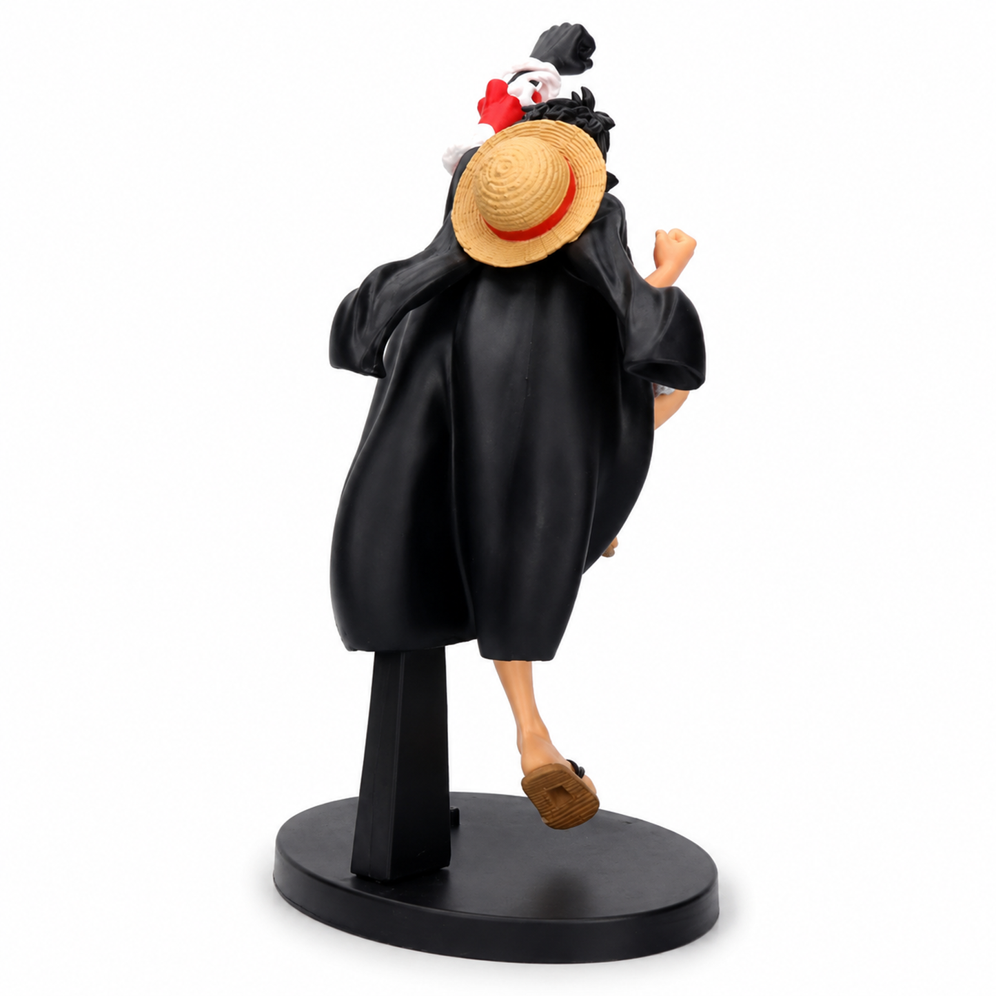 Аниме фигура Monkey D. Luffy с черна наметка и сламена шапка от One Piece – заден изглед