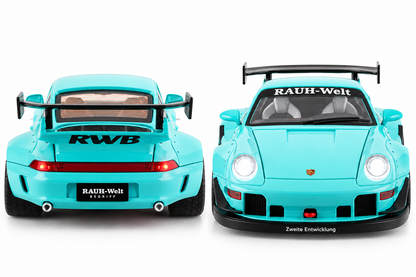 Porsche 911 993 RWB Drift King метален модел 1:22 в тюркоазен цвят