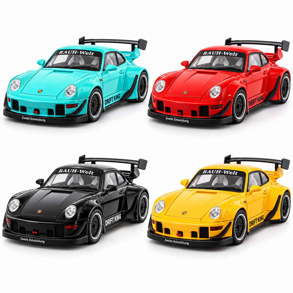 Porsche 911 993 RWB Drift King 1:22 в четири цвята – тюркоазен, червен, черен и жълт