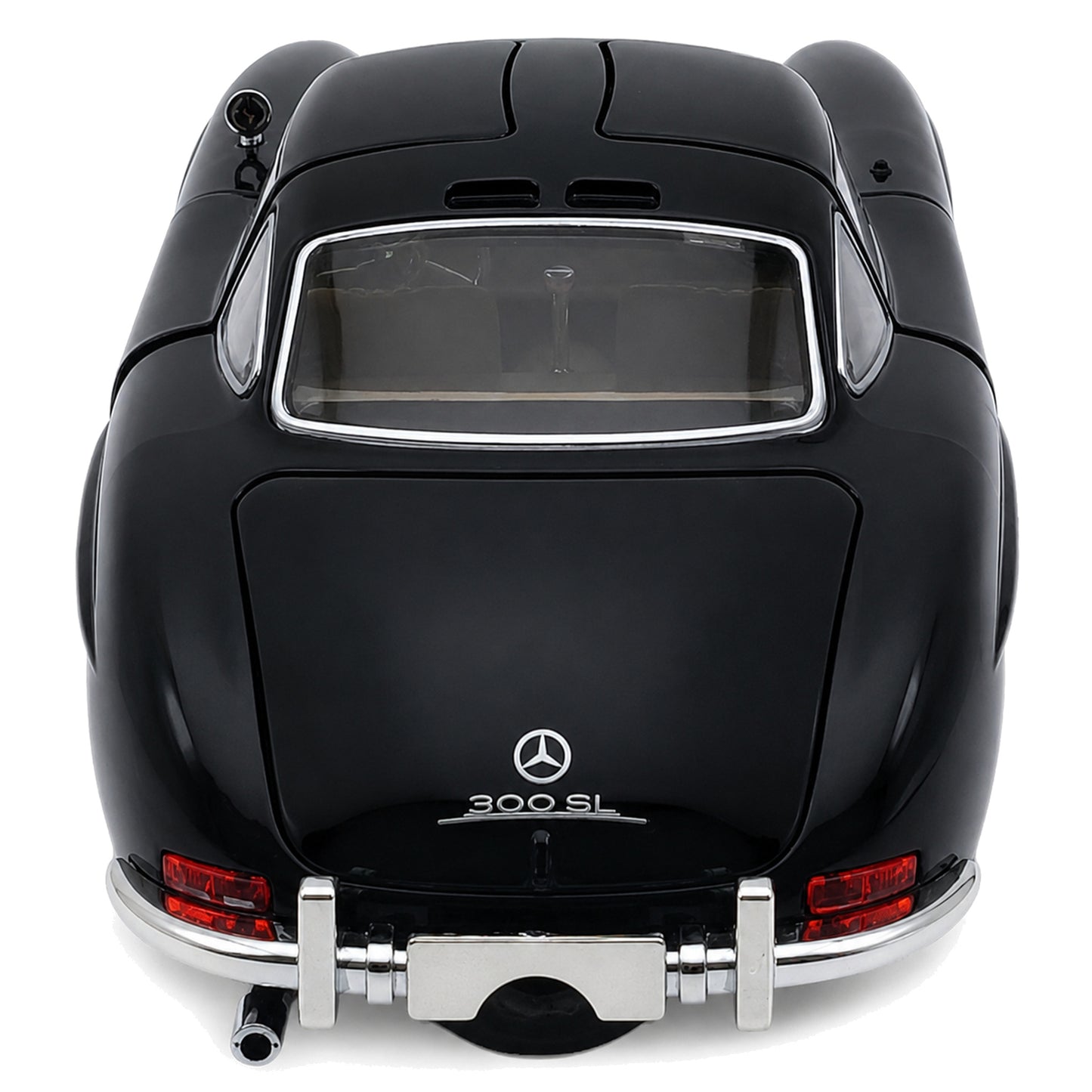 Метален модел Mercedes-Benz 300 SL Gullwing в черно – заден изглед