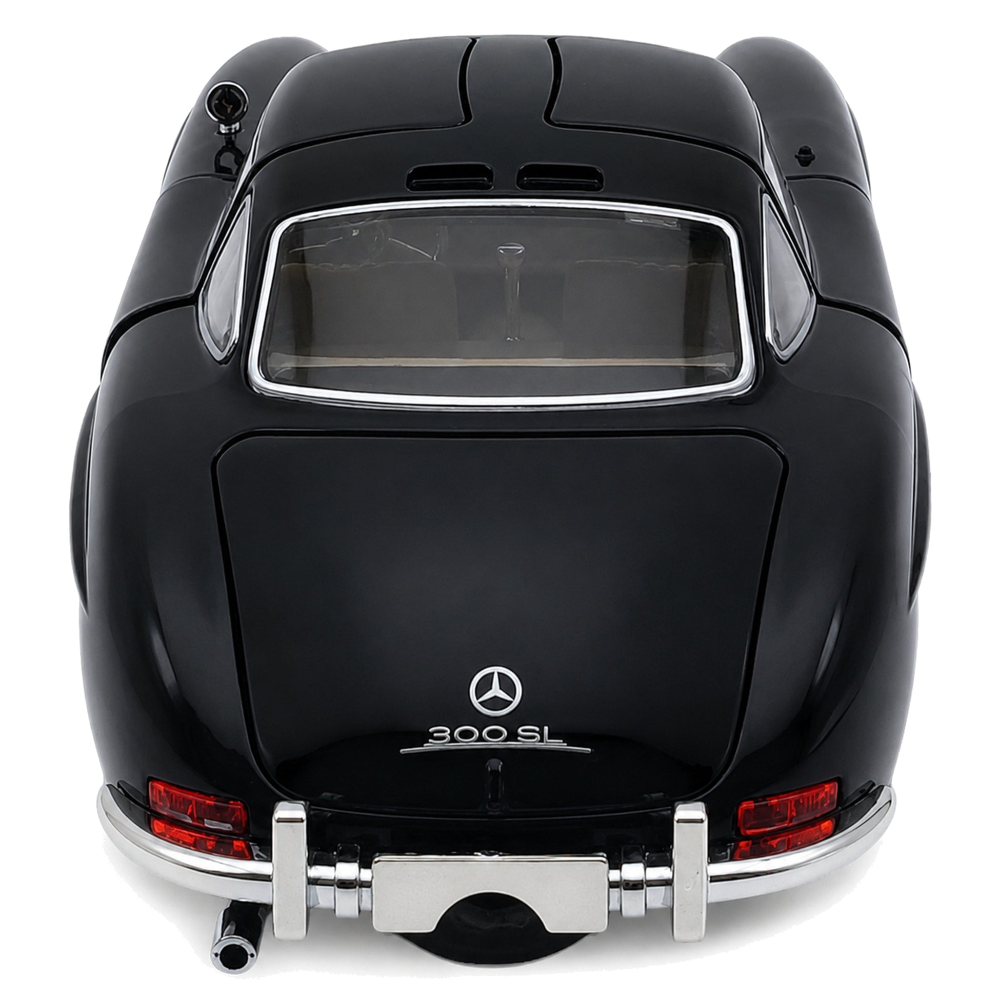 Метален модел Mercedes-Benz 300 SL Gullwing в черно – заден изглед
