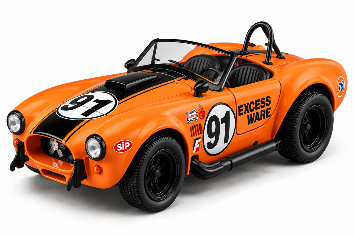 Оранжев Shelby Cobra 427 S/C модел 1:22 със състезателен номер 91