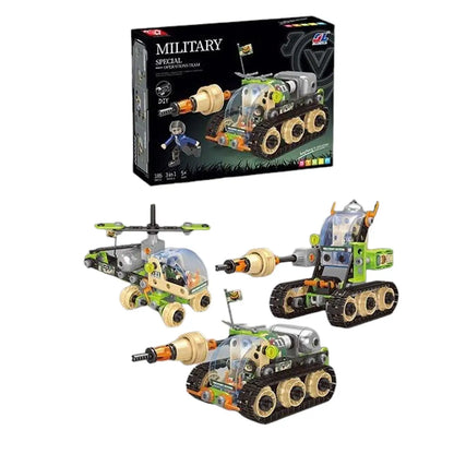 Военен конструктор 3 в 1 – танк, хеликоптер и бойна машина | 185 части | Military Special Ops