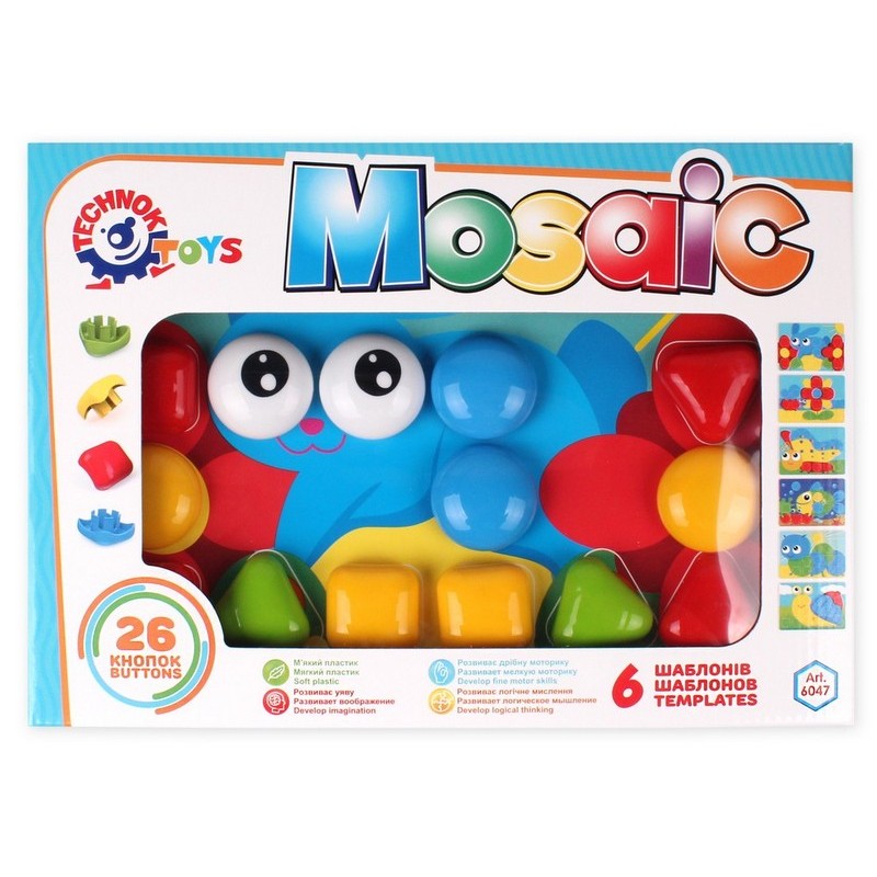 Мозайка Technok Toys – 26 бутона и 6 шаблона