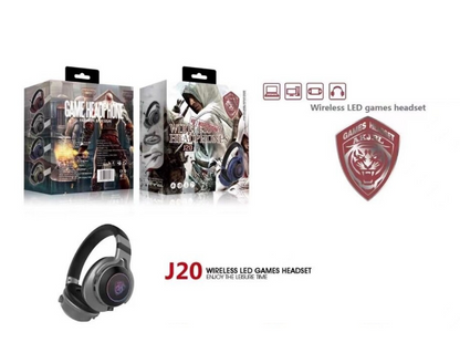 Геймърски слушалки J20 – Bluetooth, микрофон, LED