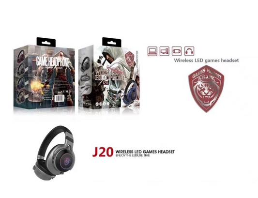 Геймърски слушалки J20 – Bluetooth, микрофон, LED