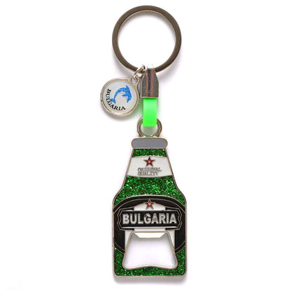 Метален ключодържател с отварачка – бутилка с надпис Bulgaria