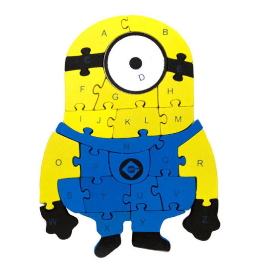 Дървен пъзел Миньон с букви и цифри