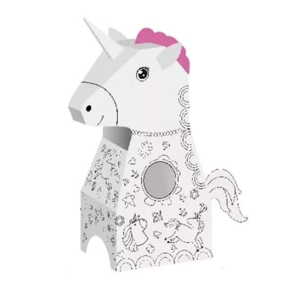 DIY Картонен Еднорог за Оцветяване – Костюм за Деца