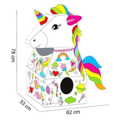 DIY Картонен Еднорог за Оцветяване – Костюм за Деца