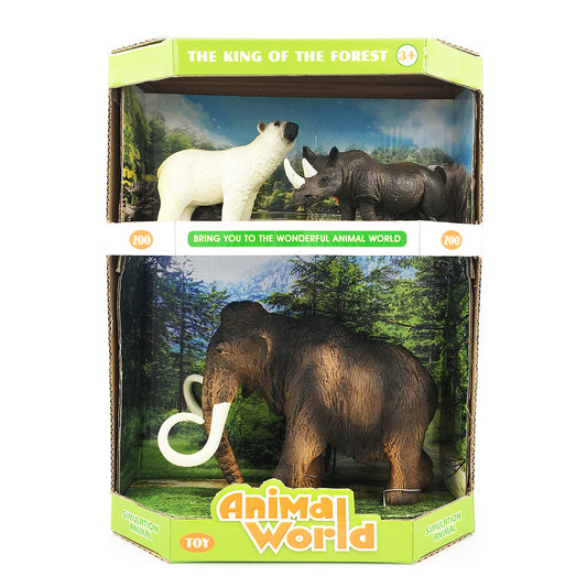 Animal World – Комплект с фигури на мамут, полярна мечка и носорог