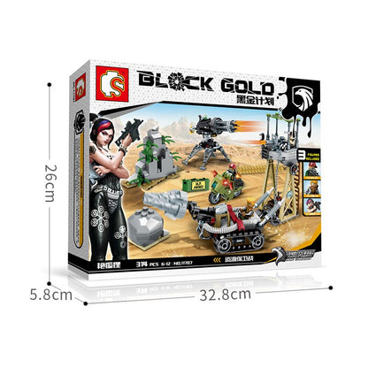 Конструктор Black Gold – военна база с оръдие и фигурки (314 части)