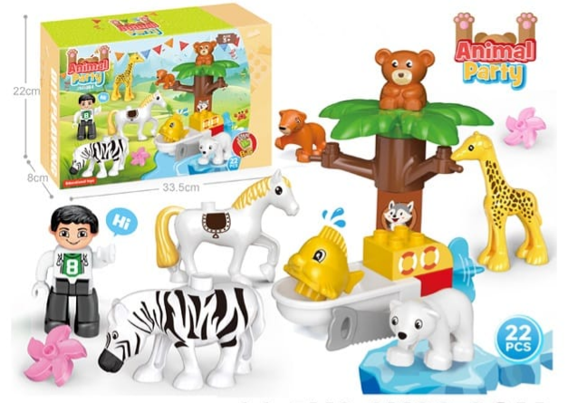 Конструктор Animal Party с едри елементи и животни – 22 части