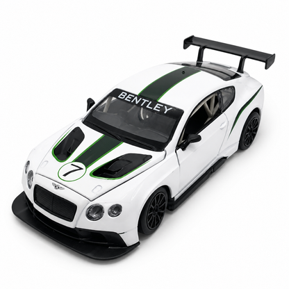 Бял метален модел Bentley Continental GT3 в мащаб 1:24