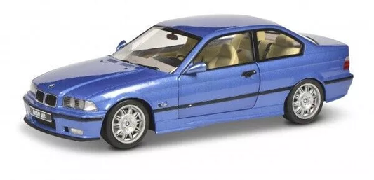 Син метален модел BMW M3 Coupé (E36) Solido 1:18 – преден страничен изглед