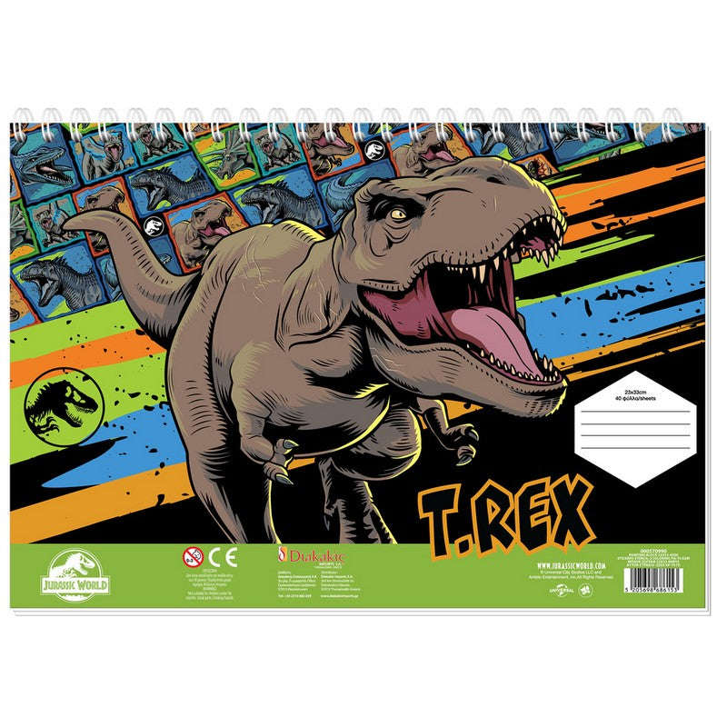 Блок за рисуване Jurassic World със стикери и шаблон – 40 листа