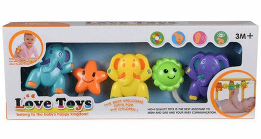 Бебешки комплект дрънкалки Love Toys 3M+ – цветни фигури за игра и развитие