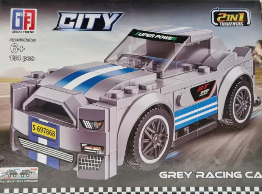 Grey Racing Car – конструктор 2-в-1 (кола + робот), 194 части