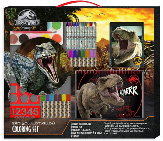 Комплект за рисуване и оцветяване Jurassic World – 31 части