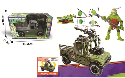 Комплект костенурки-нинджа с бойно превозно средство – 4 фигурки + джип