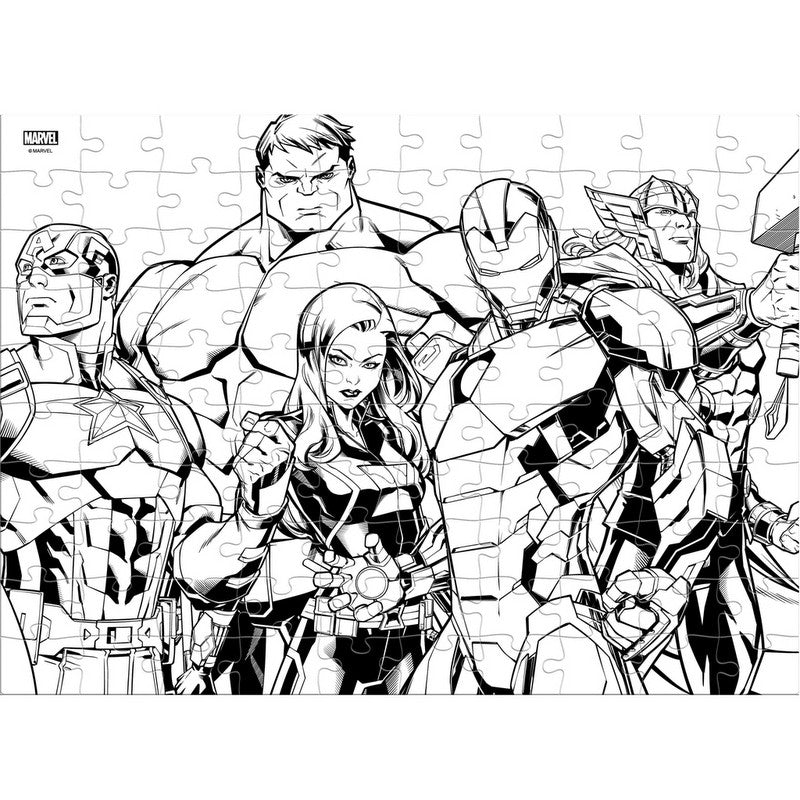 Двустранен пъзел Marvel Avengers за оцветяване – 100 части