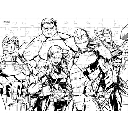 Двустранен пъзел Marvel Avengers за оцветяване – 100 части