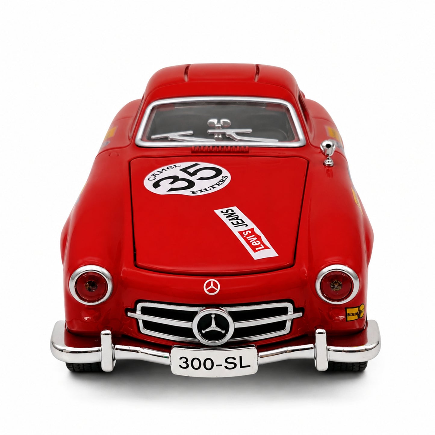 Mercedes-Benz 300 SL Gullwing Racing №35 в червен, черен и сребрист цвят – преден изглед
