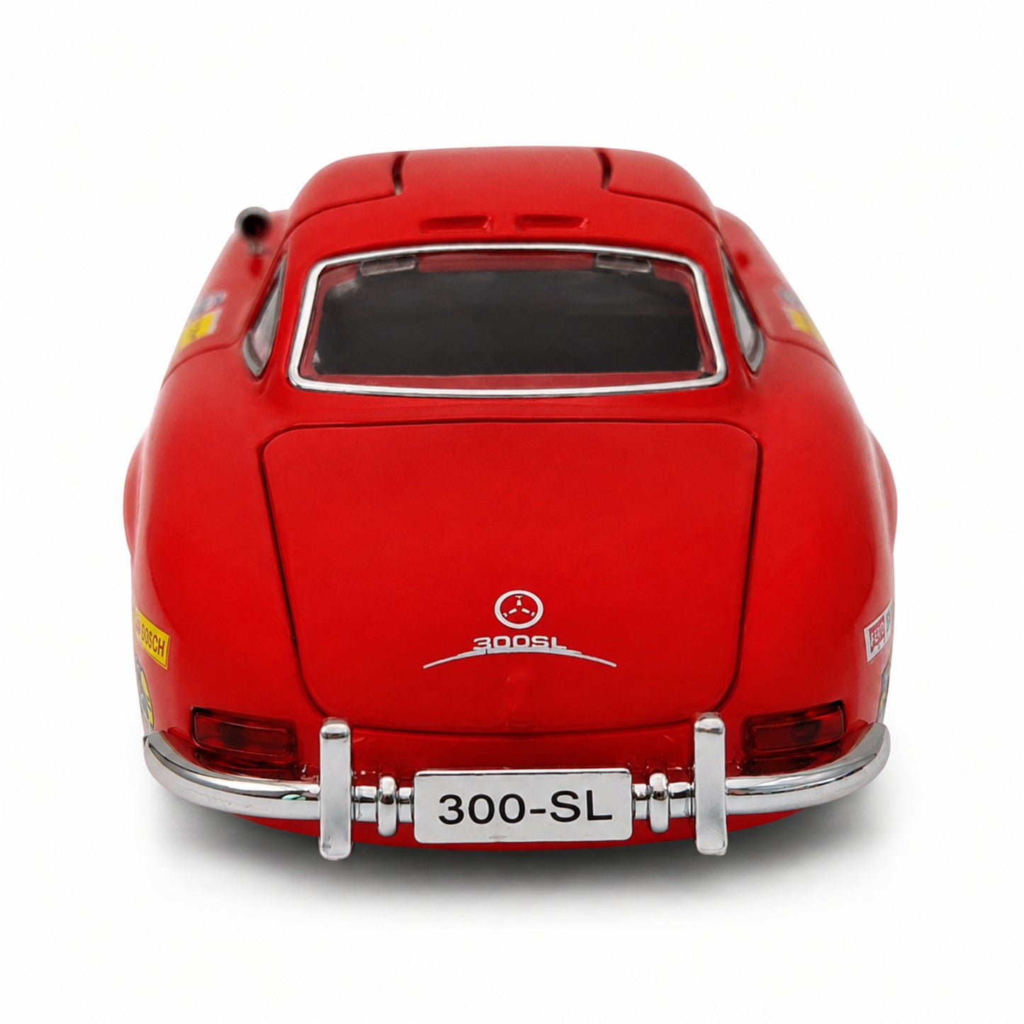 Червен метален модел Mercedes-Benz 300 SL Gullwing Racing №35 – заден изглед
