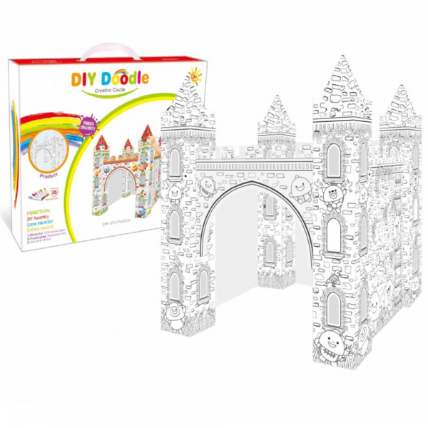 DIY Картонен Замък за Оцветяване