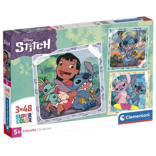 Пъзел Stitch 3 в 1 – Clementoni SuperColor (3x48 части)